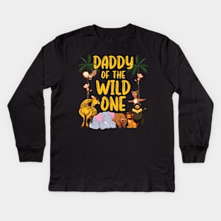Daddy Of The Wild One Zoo Birthday Safari Jungle Animal Kids Long Sleeve T-Shirt